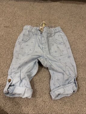 H&M Light Blue Striped Kids Pants with Anchor Motif